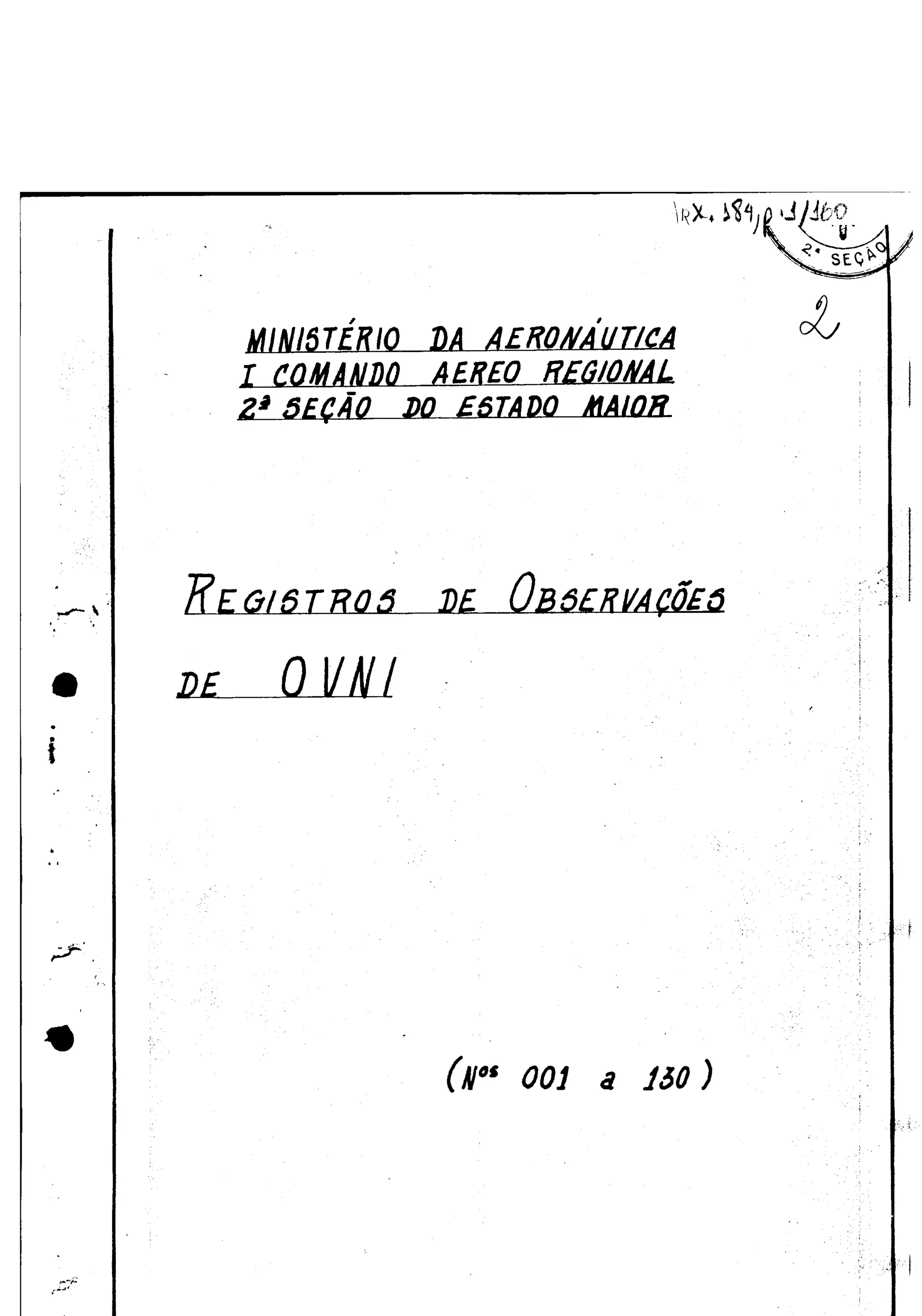 Brazilian Air Force observation-report cover with the ARX184 mark