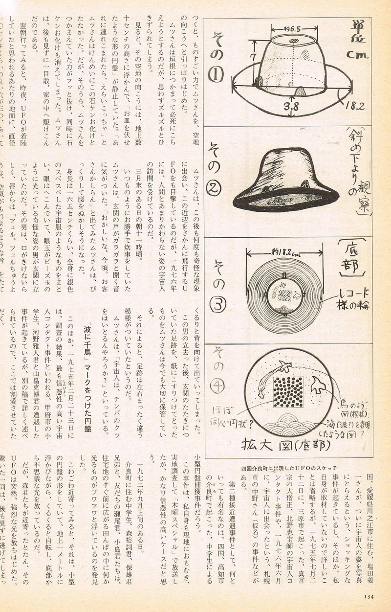 A 1978 Japanese magazine page with four drawings of the Kera object